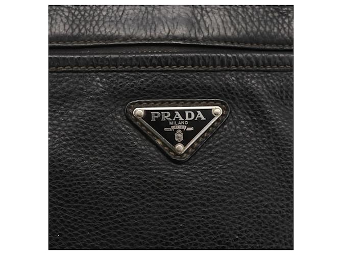 PRADA Shoulder Bag Leather Black Silver - vista 18