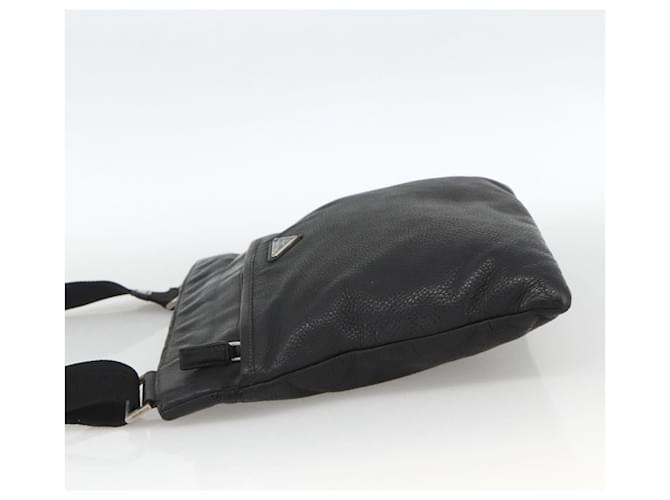 PRADA Shoulder Bag Leather Black Silver - vista 3