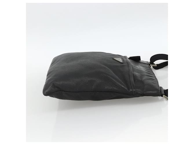 PRADA Shoulder Bag Leather Black Silver - vista 4