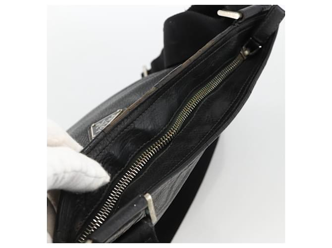 PRADA Shoulder Bag Leather Black Silver - vista 6