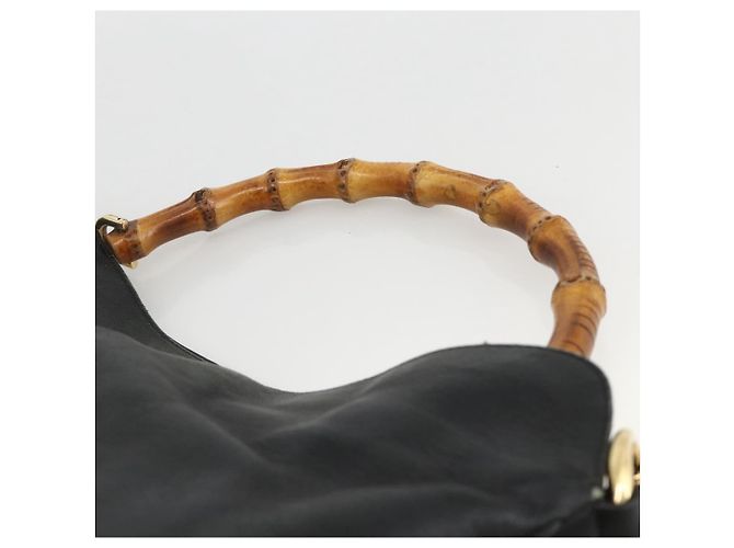 GUCCI Bamboo Shoulder Bag Leather 2way Black Gold 001 1705 1638 - vista 8