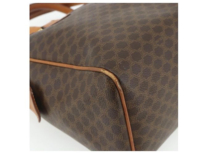 Céline CELINE Macadam Canvas Hand Bag PVC Leather Brown Gold - vista 11
