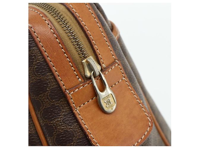 Céline CELINE Macadam Canvas Hand Bag PVC Leather Brown Gold - vista 14