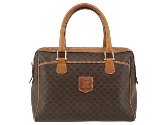 Céline CELINE Macadam Canvas Hand Bag PVC Leather Brown Gold - vista 2