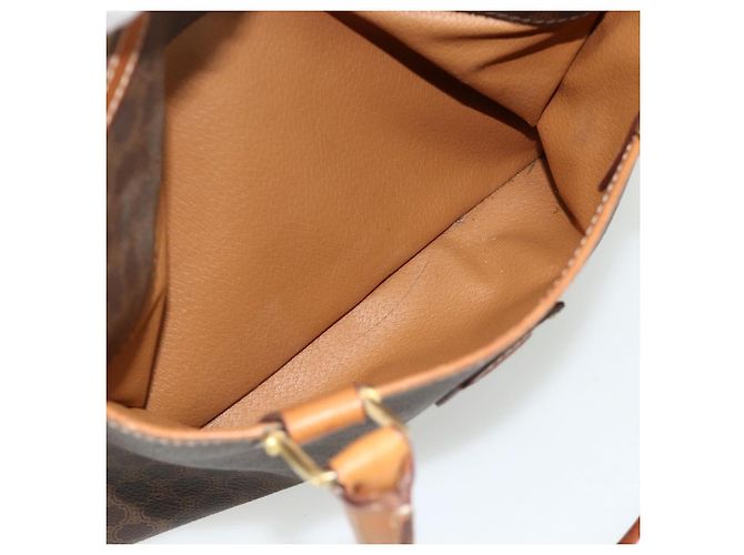 Céline CELINE Macadam Canvas Hand Bag PVC Leather Brown Gold - vista 21