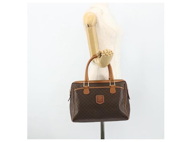 Céline CELINE Macadam Canvas Hand Bag PVC Leather Brown Gold - vista 24