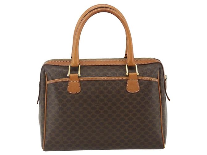 Céline CELINE Macadam Canvas Hand Bag PVC Leather Brown Gold - vista 3