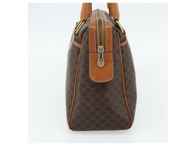 Céline CELINE Macadam Canvas Hand Bag PVC Leather Brown Gold - vista 4