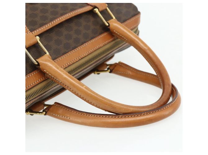 Céline CELINE Macadam Canvas Hand Bag PVC Leather Brown Gold - vista 7