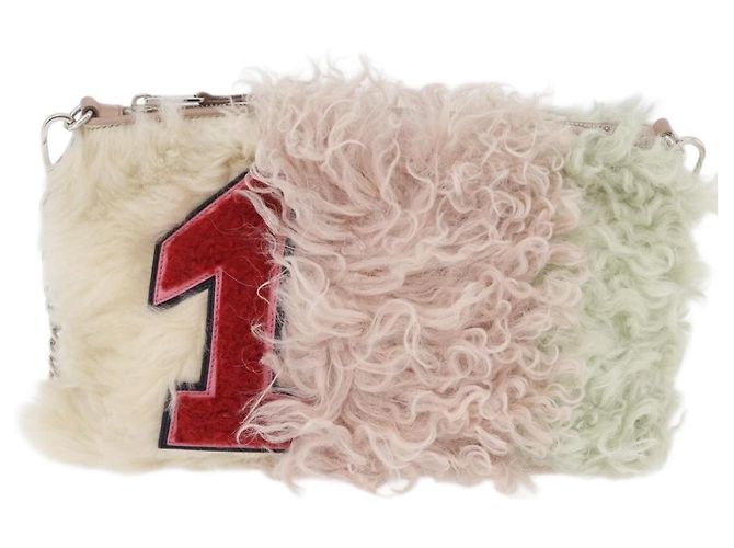 Miu Miu Chain Shoulder Bag Fur Pink Silver - vista 13