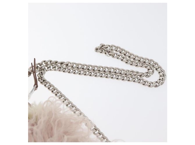 Miu Miu Chain Shoulder Bag Fur Pink Silver - vista 14
