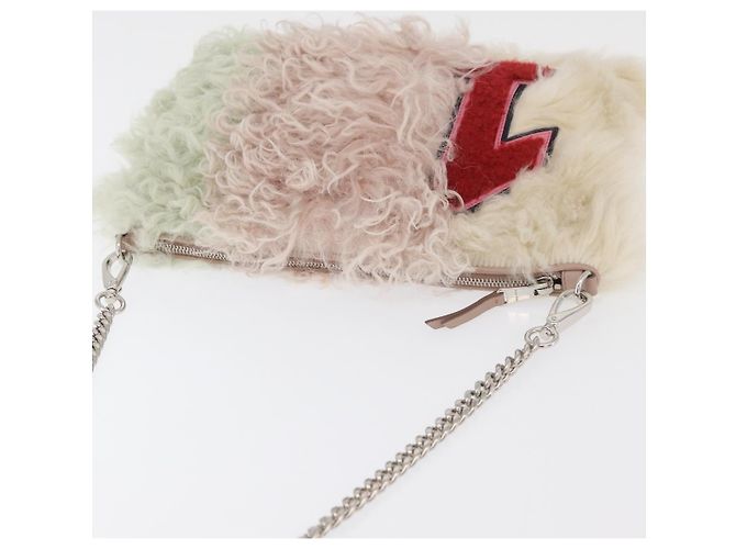 Miu Miu Chain Shoulder Bag Fur Pink Silver - vista 6