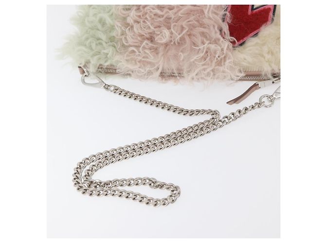 Miu Miu Chain Shoulder Bag Fur Pink Silver - vista 7