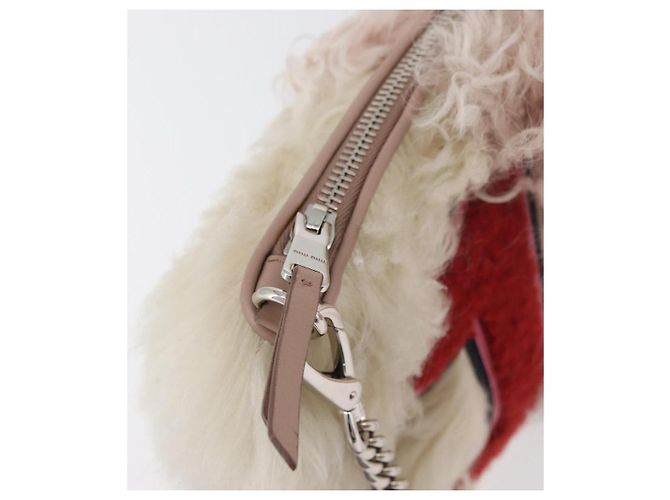 Miu Miu Chain Shoulder Bag Fur Pink Silver - vista 9