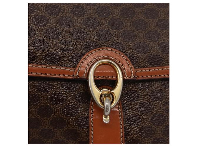 Céline CELINE Macadam Canvas Shoulder Bag PVC Leather Brown Gold - vista 14