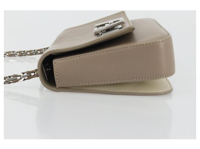FENDI Chain Trebuquette Shoulder Bag Leather Beige Silver - vista 5