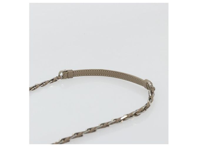 FENDI Chain Trebuquette Shoulder Bag Leather Beige Silver - vista 8