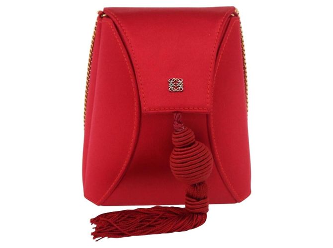 LOEWE Shoulder Bag Satin Red Gold - vista 13
