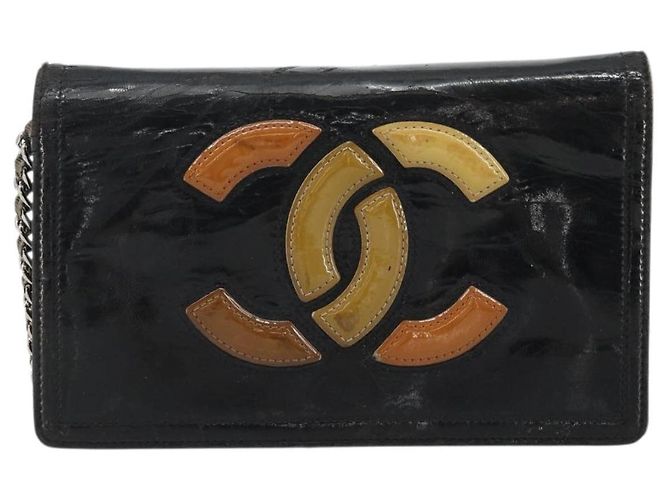 CHANEL COCO Mark Chain Shoulder Bag Patent leather Black Silver CC - vista 2