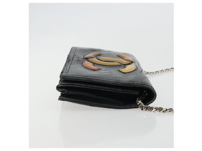 CHANEL COCO Mark Chain Shoulder Bag Patent leather Black Silver CC - vista 4
