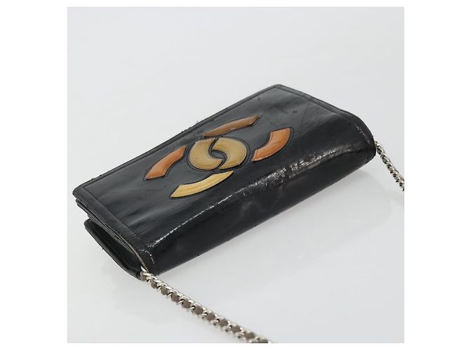 CHANEL COCO Mark Chain Shoulder Bag Patent leather Black Silver CC - vista 6