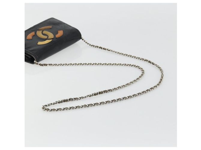 CHANEL COCO Mark Chain Shoulder Bag Patent leather Black Silver CC - vista 7