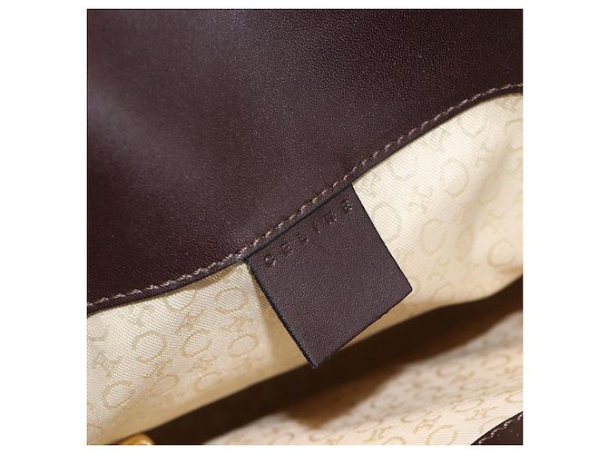 Céline CELINE C Macadam Canvas Hand Bag Leather Beige Gold - vista 15