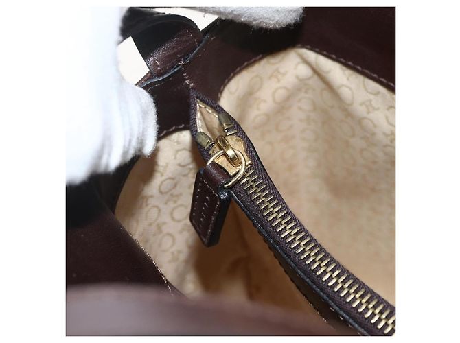 Céline CELINE C Macadam Canvas Hand Bag Leather Beige Gold - vista 19