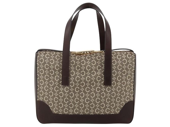 Céline CELINE C Macadam Canvas Hand Bag Leather Beige Gold - vista 2