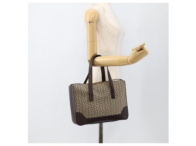 Céline CELINE C Macadam Canvas Hand Bag Leather Beige Gold - vista 24