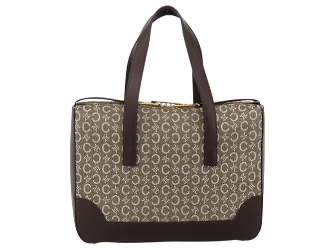 Céline CELINE C Macadam Canvas Hand Bag Leather Beige Gold - vista 3