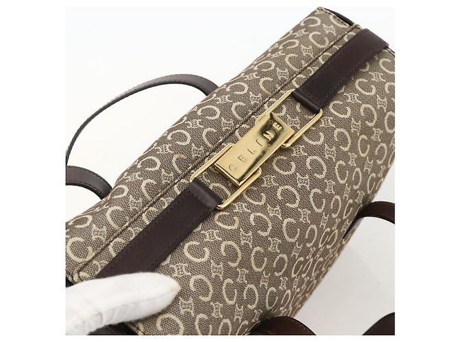 Céline CELINE C Macadam Canvas Hand Bag Leather Beige Gold - vista 6