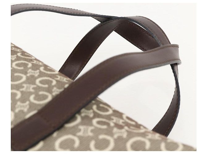 Céline CELINE C Macadam Canvas Hand Bag Leather Beige Gold - vista 8