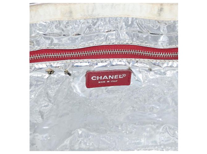 CHANEL Choco Bar Chain Tote Bag No5 Canvas Navy Silver CC - vista 17