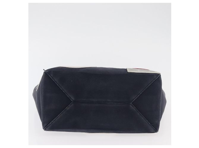 CHANEL Choco Bar Chain Tote Bag No5 Canvas Navy Silver CC - vista 5