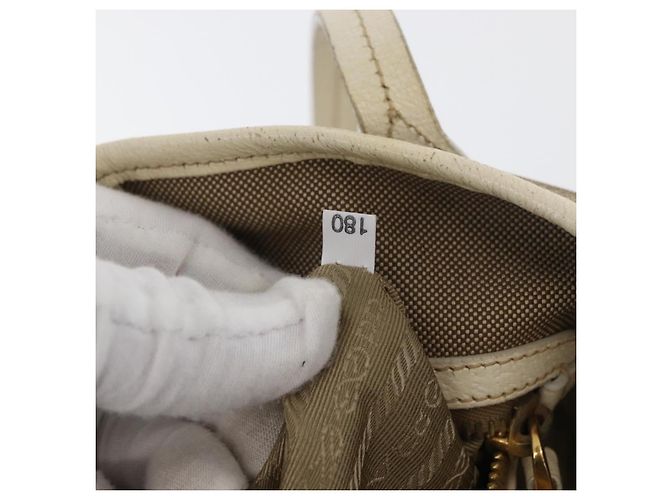 PRADA Tote Bag Canvas Beige Gold - vista 12