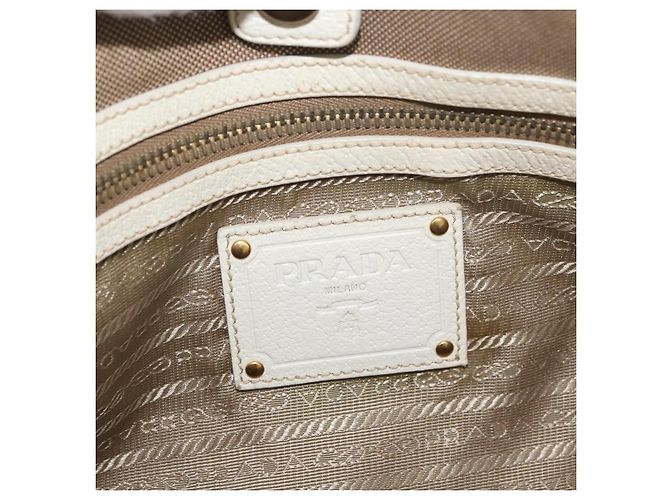 PRADA Tote Bag Canvas Beige Gold - vista 17