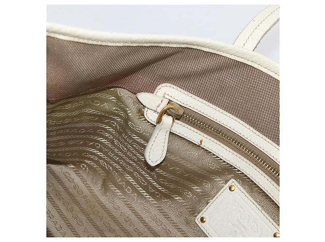 PRADA Tote Bag Canvas Beige Gold - vista 20
