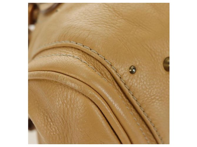 Chloé Sac à main Chloe Paddington en cuir beige or argent - vue 10