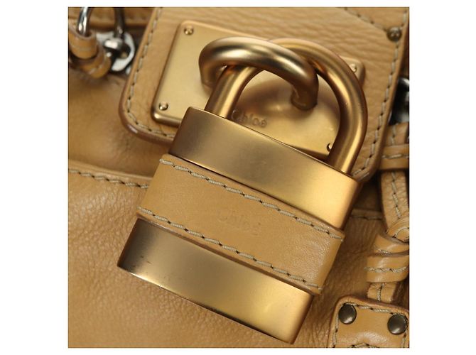 Chloé Sac à main Chloe Paddington en cuir beige or argent - vue 14