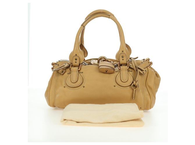 Chloé Sac à main Chloe Paddington en cuir beige or argent - vue 25