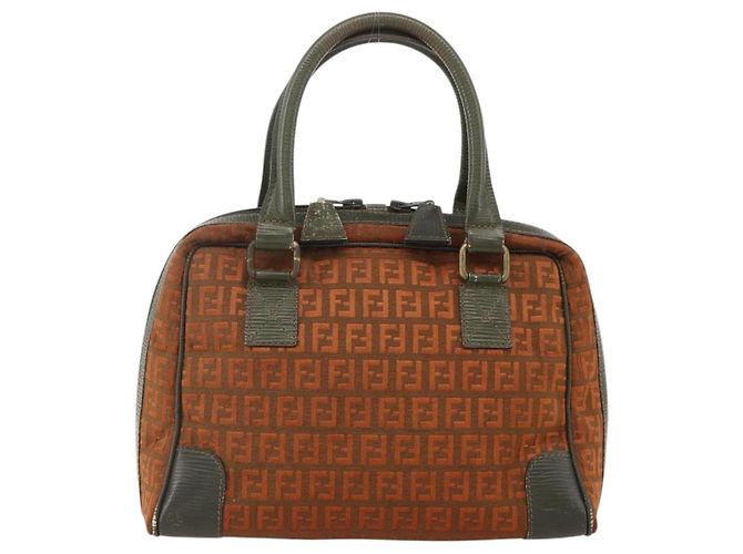 FENDI Zucchino Canvas Hand Bag Brown - vista 13