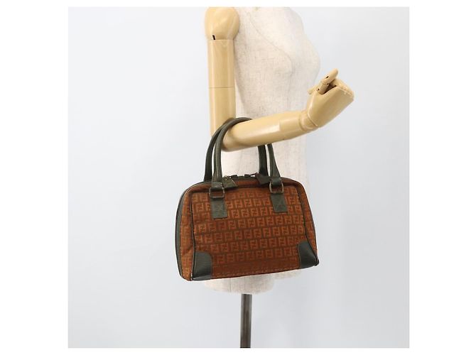 FENDI Zucchino Canvas Hand Bag Brown - vista 21