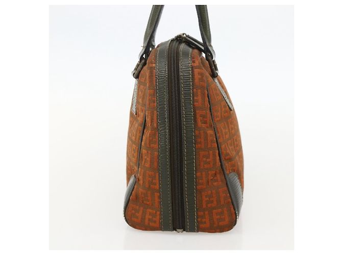 FENDI Zucchino Canvas Hand Bag Brown - vista 3