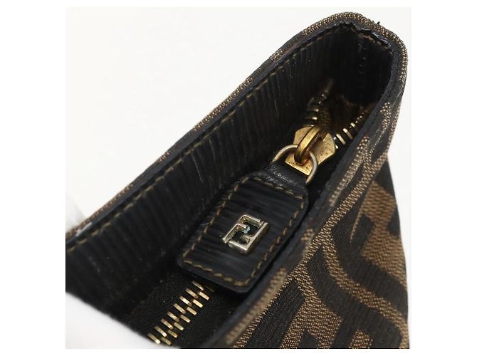 FENDI Zucca Canvas Hand Bag Brown Black - vista 10