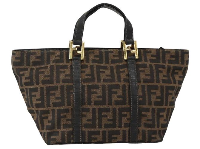 FENDI Zucca Canvas Hand Bag Brown Black - vista 2