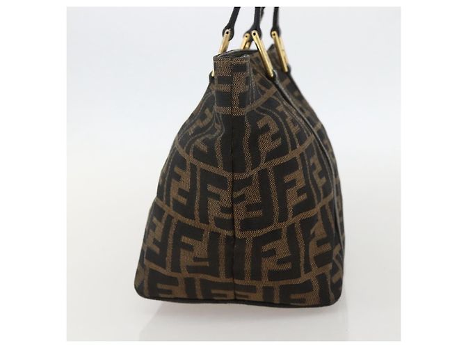 FENDI Zucca Canvas Hand Bag Brown Black - vista 4