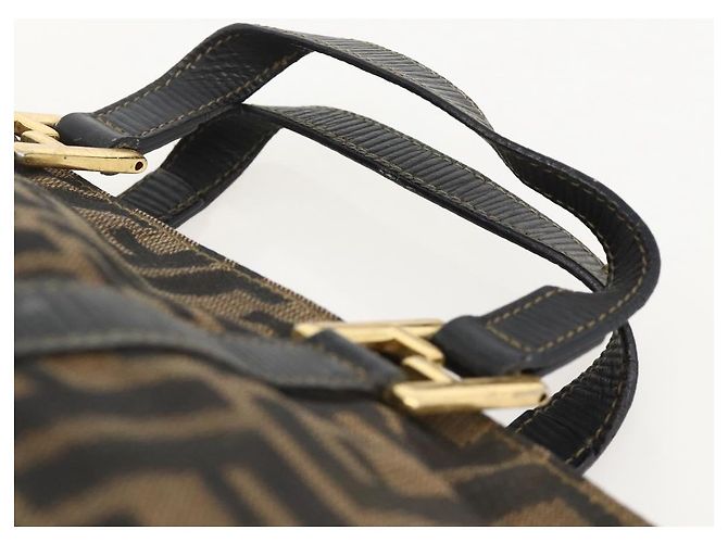 FENDI Zucca Canvas Hand Bag Brown Black - vista 8
