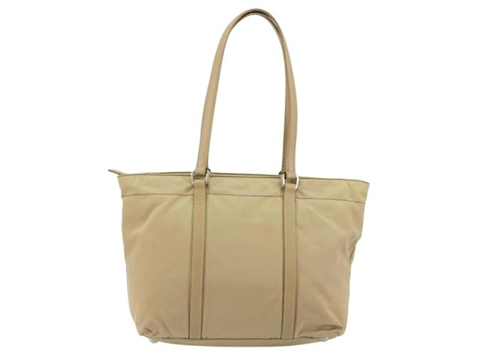 PRADA Tote Bag Nylon Beige Silver - vista 2