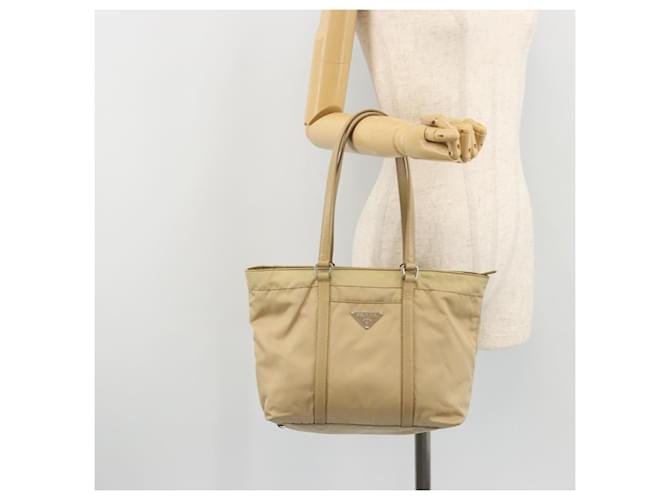 PRADA Tote Bag Nylon Beige Silver - vista 25